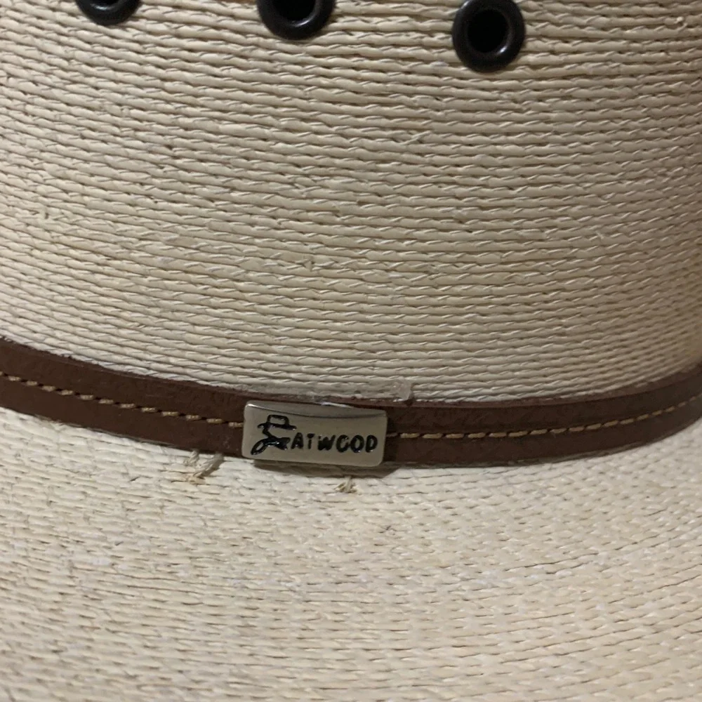 Atwood 7X Palm Leaf Straw Cowboy Hat Tan Long Oval Western 7 1/8 Made in Mexico